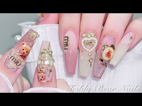 Видео: sub) Милые и теплые ногти в виде плюшевого мишки🧸/🇰🇷Корейский маникюр / MIU MIU маникюр / нейл-арт