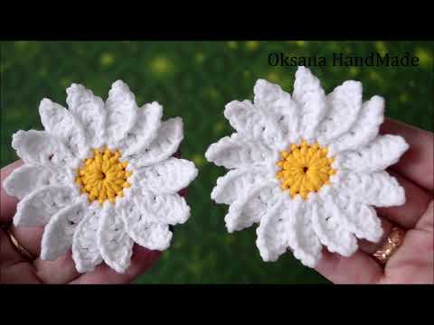 Видео: Цветы Ромашки крючком. Flowers crochet pattern.