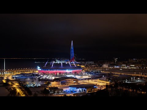 Видео: Новогоднее световое шоу на стадионе "Газпром Арена" и Лахта Центре 2021