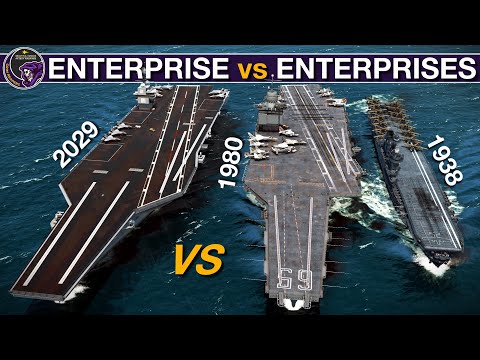 Видео: USS Enterprise (2029) против USS Enterprise (1980) и USS Enterprise (1938) | Sea Power