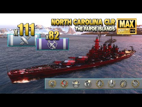 Видео: Линкор "North Carolina CLR" на карте "The Faroe Islands" - World of Warships