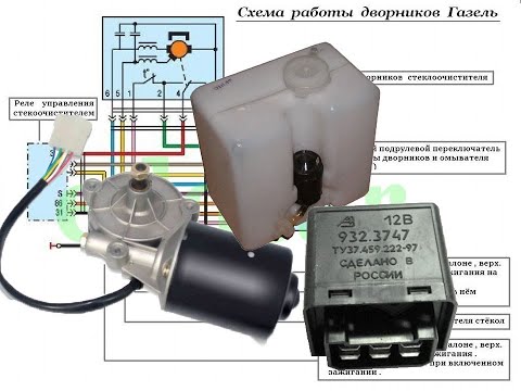 Видео: как на схеме  работают дворники , реле паузы и омыватель