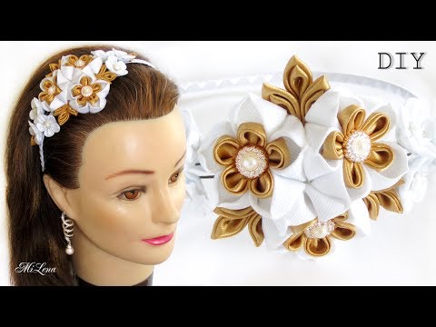 Видео: ПРАЗДНИЧНЫЙ ОБОДОК, МК / DIY Kanzashi Headband