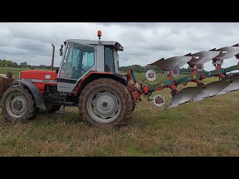 Видео: Трактор МФ 3080 и плуг Квернеланд ЕС95. Пахота переворотным плугом.