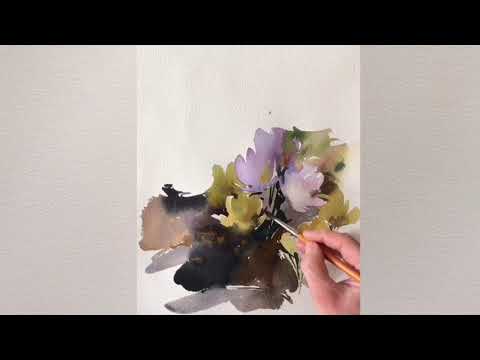 Видео: Первые крокусы, акварель/watercolor