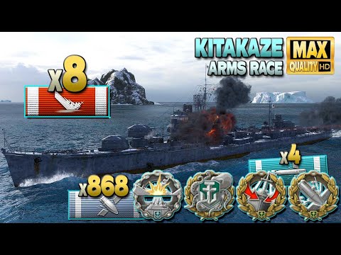Видео: Эсминец Kitakaze с перезарядкой в 1 секунду доминирует на карте - World of Warships