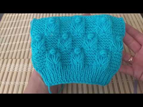 Видео: Цветок с платочным вязанием. Вязание спицами.
