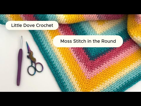 Видео: Вязание крючком узора «Мосс» по кругу|@LittleDoveCrochet