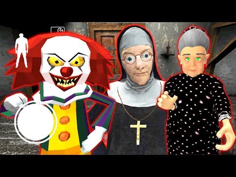 Видео: СТРАШНЫЕ КЛОУН МОНАХИНЯ И БАБКА ГРЕННИ - Clown Neighbor Gang Granny