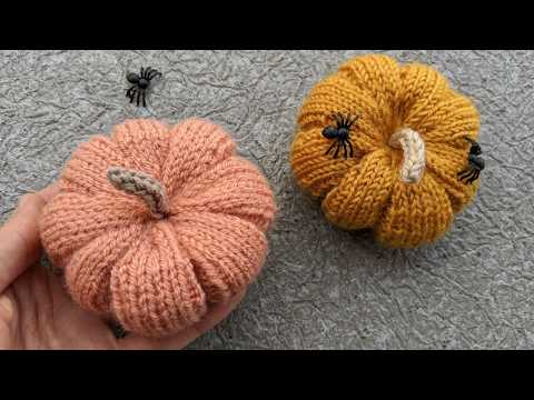 Видео: Вязаная тыква на Хэллоуин со стеблем