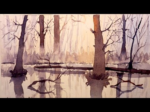 Видео: Акварель Туман на Реке
