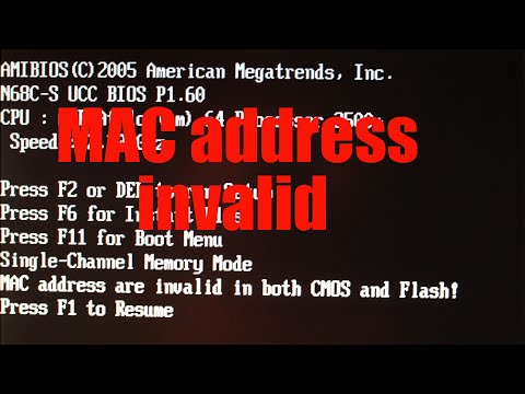 Видео: MAC address are invalid in both CMOS and Flash. Как исправить