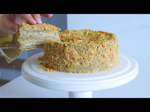 Видео: НАПОЛЕОН С ФИСТАШКОВЫМ  КРЕМОМ | Классические торты | Фисташковый наполеон торт  #наполеон