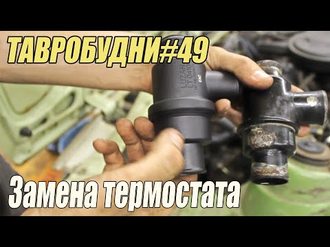 Видео: ТАВРОБУДНИ#49 - Замена термостата, поставил кран слива ОЖ с блока.