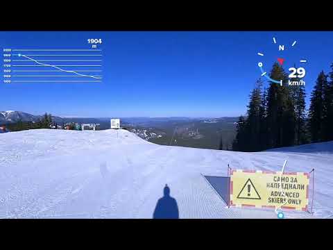 Видео: Пампорово, Pamporovo, black ski run 5a in sunny day, February 2022.
