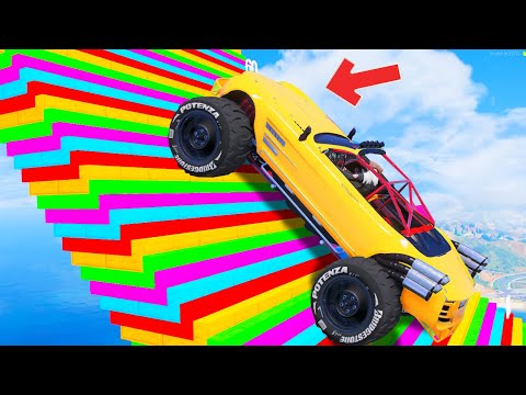 Видео: ЭКСТРЕМАЛЬНЫЕ СТУПЕНЬКИ ЛЕСТНИЦЫ VS ТУРБО БИГФУТ! ЭКСПЕРИМЕНТЫ ГТА 5