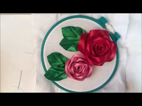 Видео: Роза вышитая лентами / Rose embroidered with ribbons