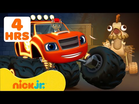 Видео: Вспыш и чудо-машинки | 4 ЧАСА гонок и спасательных миссий с Blaze! 💡 | Nick Jr. Cyrillic