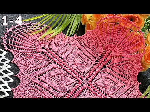 Видео: Квадратная салфетка крючком, Эльза, 1-4