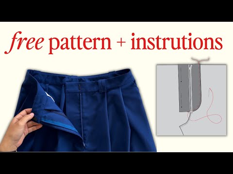 Видео: Урок по пошиву брюк на молнии для начинающих — БЕСПЛАТНАЯ ВЫКРОЙКА + ИНСТРУКЦИИ
