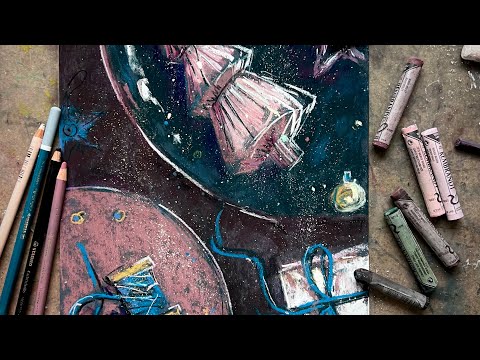 Видео: рождественский натюрморт сухой пастелью