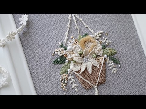 Видео: Французский символ 💚 Кубическая корзина цветов | 3D Flower Embroidery | Спящее видео