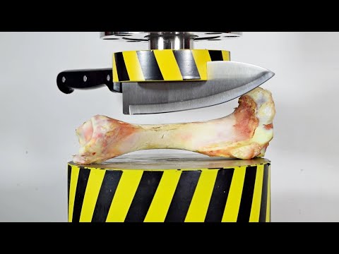 Видео: ГИДРАВЛИЧЕСКИЙ ПРЕСС НОЖ ПРОТИВ КОСТИ И ДРУГИХ ПРЕДМЕТОВ