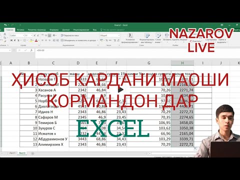 Видео: ҲИСОБ КАРДАНИ МАОШИ КОРМАНДОН ДАР EXCEL