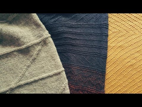 Видео: Наклонные линии и зигзаги спицами. МК. В "поворотном" вязании.