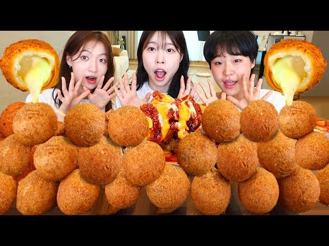 Видео: ASMR MUKBANG| Сырный шарик, приправленная курица, токпокки, сырный хот-дог, жареная курица.