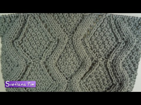 Видео: Еще один вариант узора для джемпера, свитера - Узор РОМБЫ с жемчужным узором. Вязание спицами № 224