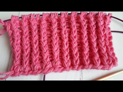 Видео: Жемчужная резинка спицами / Узор спицами #18