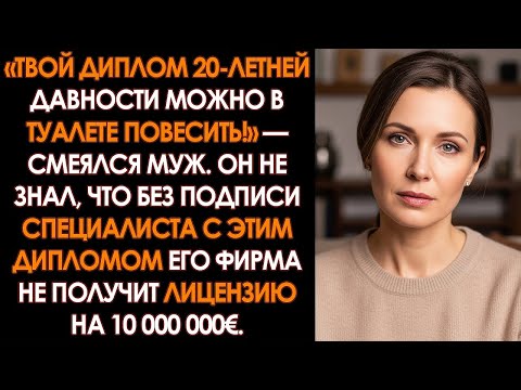 Видео: Муж высмеял мой диплом 20 летней давности, а теперь умоляет спасти его фирму от краха