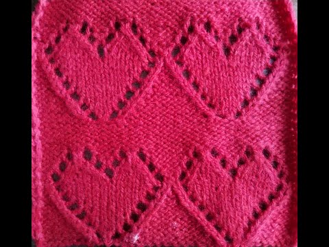 Видео: Вяжем узор "Сердечки". Узоры спицами. Вязание с нуля. Вяжем вместе.