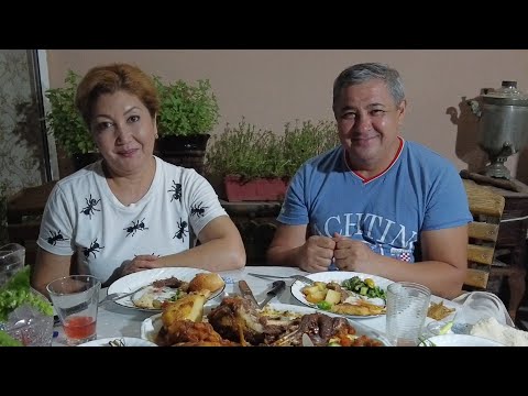 Видео: Мукбанг. Приготовили нежное🍖  мясо! Немного 💑 о себе, о семье. Передаём приветы!