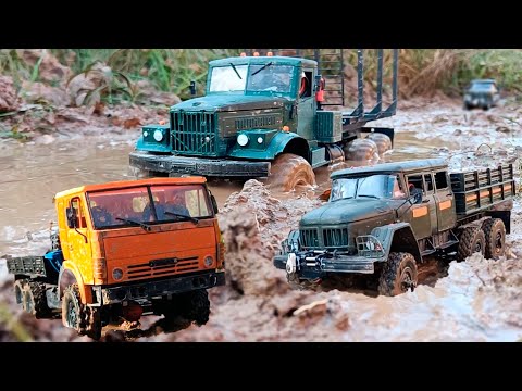 Видео: RC Краз 255Б на фоне других 6х6. WPL custom 1/18 models off road action
