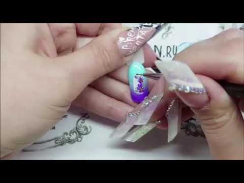 Видео: Холодные цветы  Жидкий камень на ногтях  Дизайн ногтей с цветами