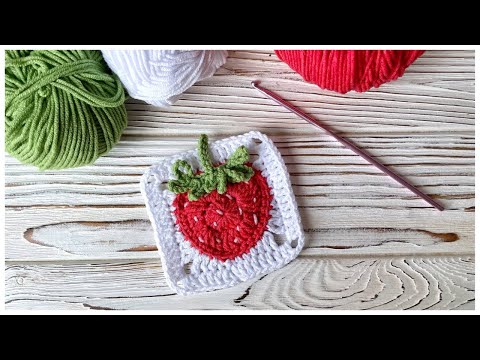 Видео: 🍓 Бабушкин квадрат с клубничкой крючком | мотив | Strawberry Granny Square | Free Crochet Pattern