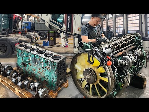 Видео: Удивительный процесс сборки двигателя VOLVO FH объёмом 13 литров
