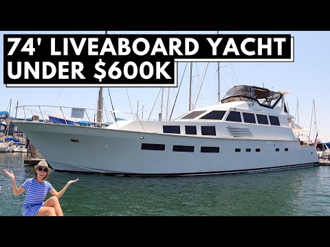 Видео: Лодка Perfect LA Liveaboard Boat $ 495,000 Тур на BERTRAM 74 1971 года с полным переоборудованием