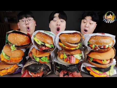 Видео: ASMR MUKBANG | гамбургер, Сырная палочка, жареная курица рецепт блюда принимать пищу