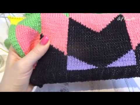 Видео: Интарсия. Как спрятать концы нитей. / How to hide the ends of threads when multi-color knitting