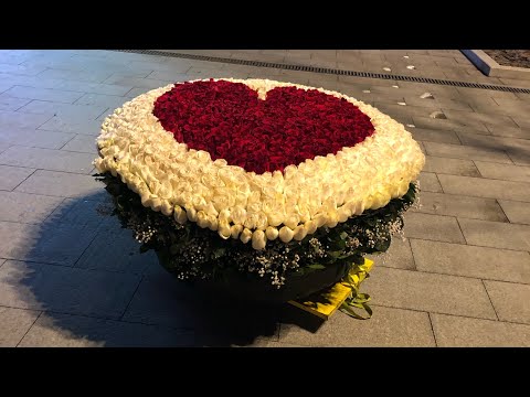 Видео: 1001 роз в виде сердца /1001 heart shaped roses /1001 гул дилкардем