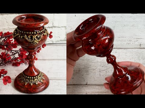 Видео: Подсвечник.Имитация натурального камня Яшма. Candelabro Imitación piedra natural Jaspe.