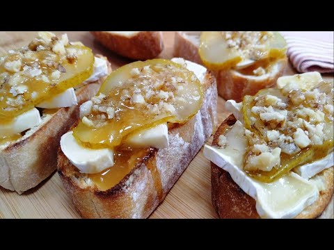 Видео: Горячая БРУСКЕТТА с грушей и сыром БРИ. Отличная идея для ФУРШЕТА.