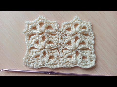Видео: Легкий узор крючком с пышными столбиками.