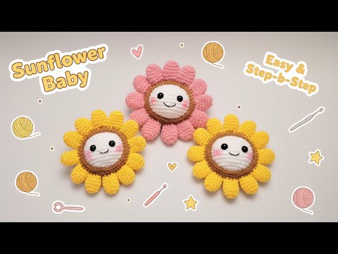 Видео: Вязаный крючком милый брелок "Подсолнух"~Легко и пошагово