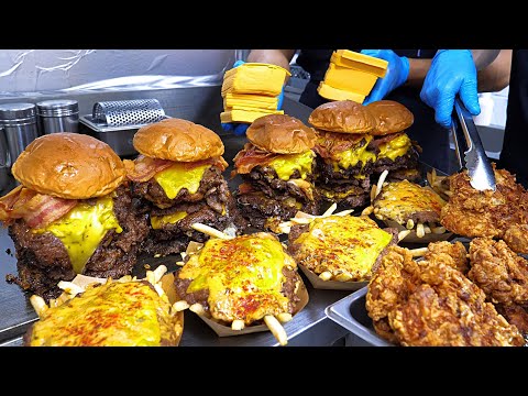 Видео: Вкус, одобренный американцами! Топ-5 оригинальных американских чизбургеров / Корейская уличная еда