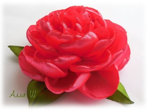 Видео: МК  Як зробити піон з атласних стрічок. Как сделать пион из атласных лент.