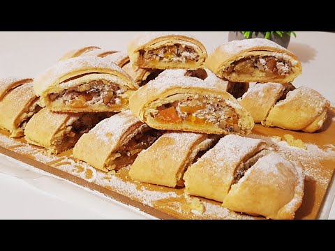 Видео: ИЗУМИТЕЛЬНЫЙ РУЛЕТ!!!Рулет из песочного теста. Рулет с орехами и сухофруктами.